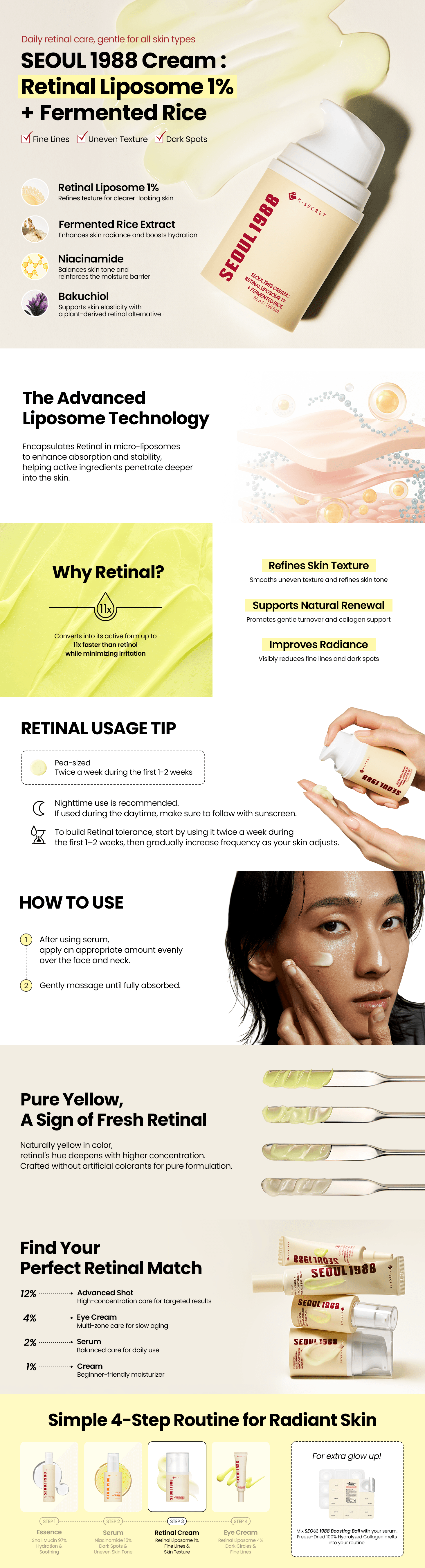 SEOUL 1988 CREAM  RETINAL LIPOSOME 1% + FERMENTED RICE_50ml — detalle 1